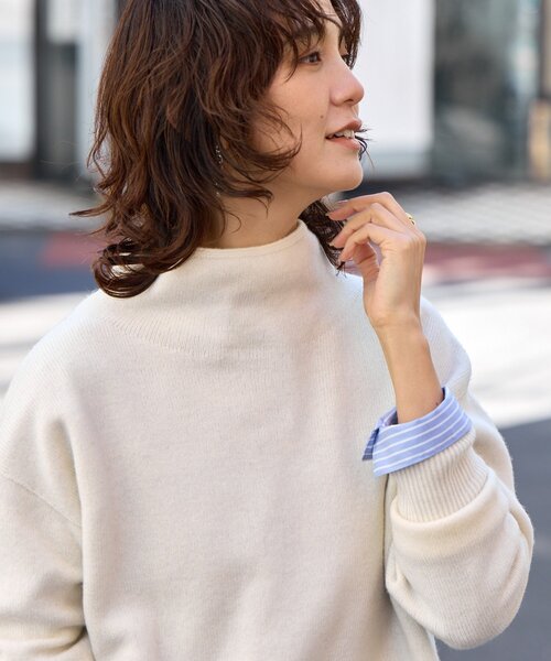 RIVE DROITE（リヴドロワ）の「【5色展開/万能トップス】ウール100NEWボトルネックニット（ニット/セーター・レディース・ピンク/グレイッシュベージュ/ブラック/オフホワイト/グレー・FREE）」の8枚目の写真