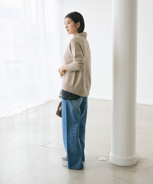 RIVE DROITE（リヴドロワ）の「【5色展開/万能トップス】ウール100NEWボトルネックニット（ニット/セーター・レディース・ピンク/グレイッシュベージュ/ブラック/オフホワイト/グレー・FREE）」の19枚目の写真