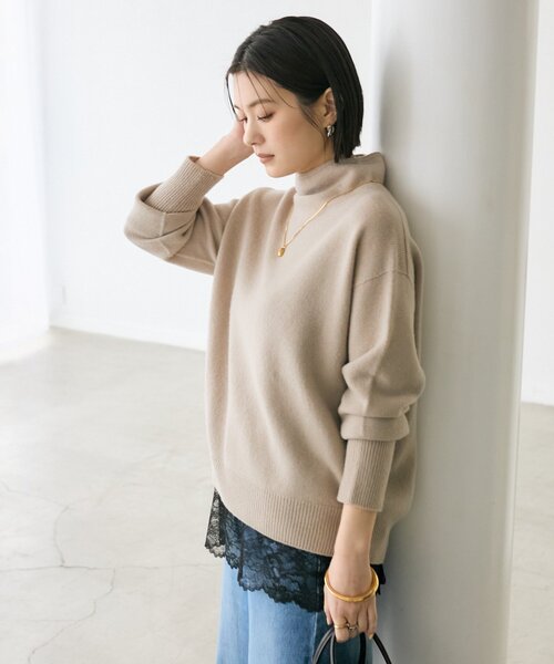RIVE DROITE（リヴドロワ）の「【5色展開/万能トップス】ウール100NEWボトルネックニット（ニット/セーター・レディース・ピンク/グレイッシュベージュ/ブラック/オフホワイト/グレー・FREE）」の22枚目の写真