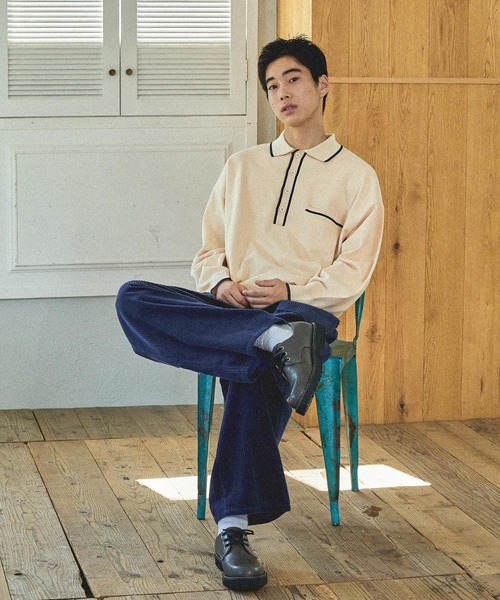 niko and...(ニコアンド)の「配色ニットポロ(ポロシャツ・メンズ・グリーン/チャコール/アイボリー・LARGE/MEDIUM)」の9枚目の写真