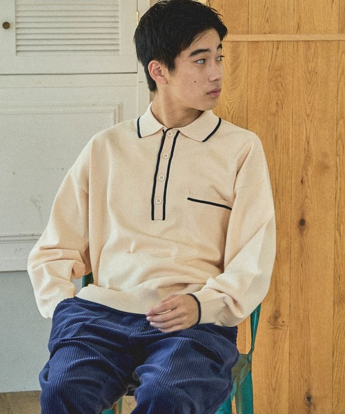 niko and...(ニコアンド)の「配色ニットポロ(ポロシャツ・メンズ・グリーン/チャコール/アイボリー・LARGE/MEDIUM)」の10枚目の写真