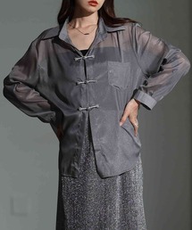 Sawa a la mode | チャイナボタン風シアーシャツ(シャツ/ブラウス)