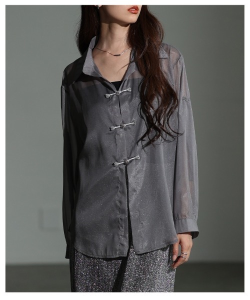 Sawa a la mode（サワアラモード）の「チャイナボタン風シアーシャツ（シャツ/ブラウス・レディース・グレー・FREE）」の16枚目の写真