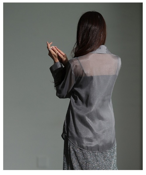 Sawa a la mode（サワアラモード）の「チャイナボタン風シアーシャツ（シャツ/ブラウス・レディース・グレー・FREE）」の20枚目の写真