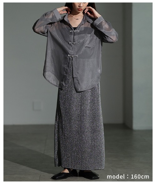 Sawa a la mode（サワアラモード）の「チャイナボタン風シアーシャツ（シャツ/ブラウス・レディース・グレー・FREE）」の22枚目の写真