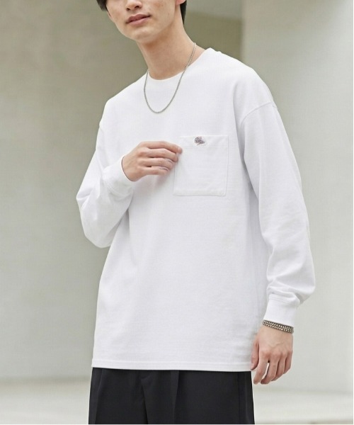 JEMORGAN(ジェーイーモーガン)の「【JEMORGAN / ジェーイーモーガン】鹿の子フリースポケット付きクルーネック長袖Tシャツ / ワンポイント刺繍 オーバーサイズ スウェットロンT/ユニセックス(スウェット・メンズ・ネイビー/オートミール/ブラック/オフホワイト・MEDIUM/LARGE/X-LARGE)」の1枚目の写真