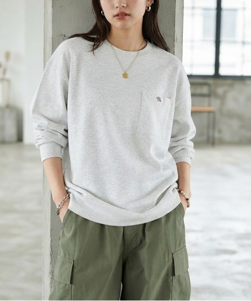 JEMORGAN(ジェーイーモーガン)の「【JEMORGAN / ジェーイーモーガン】鹿の子フリースポケット付きクルーネック長袖Tシャツ / ワンポイント刺繍 オーバーサイズ スウェットロンT/ユニセックス(スウェット・メンズ・ネイビー/オートミール/ブラック/オフホワイト・MEDIUM/LARGE/X-LARGE)」の14枚目の写真