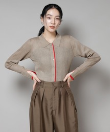 NANO universe（ナノユニバース）の「バイカラーシアーリブ衿付きカーディガン（カーディガン/ボレロ）」