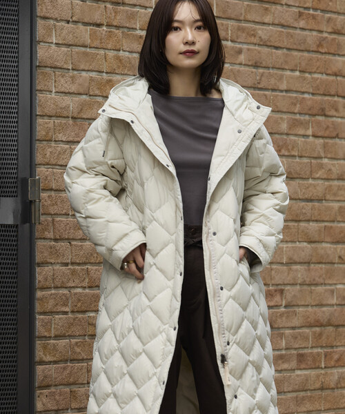 【新品】マークアンドロナ・ロングダウン・2WAYフード付ダウン・ホワイト 46 NANGA × FREAK'S STORE/ナンガ 別注 キルトフーディー/ロングダウン