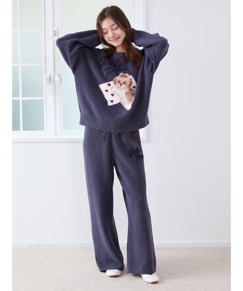 gelato pique(ジェラートピケ)の「シーズージャガードプルオーバー(ルームウェア/パジャマ・レディース・ネイビー/オフホワイト/ブルー・F)」の18枚目の写真
