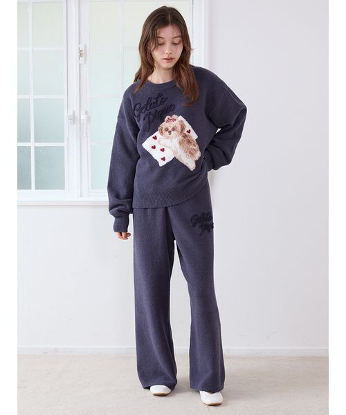 gelato pique(ジェラートピケ)の「シーズージャガードプルオーバー(ルームウェア/パジャマ・レディース・ネイビー/オフホワイト/ブルー・F)」の16枚目の写真