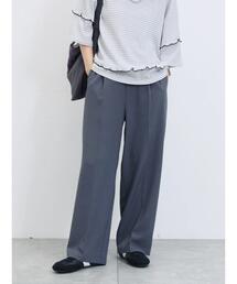 Samansa Mos2 blue | 【イージーケア・吸水速乾】マルチスタイルタックストレートパンツ(その他パンツ)