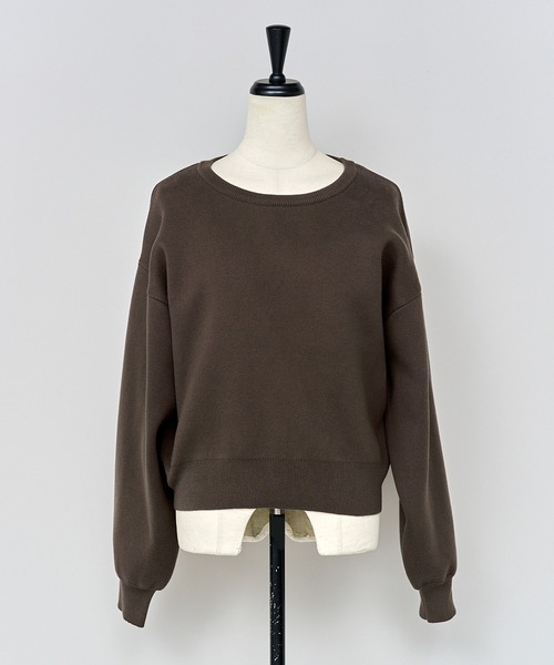 ENC（エンク）の「sweat like knit pullover / スウェットライクニットプルオーバー（ニット/セーター・レディース・ブラウン/グレー/オフホワイト・FREE）」の11枚目の写真