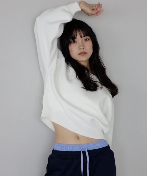 ENC（エンク）の「sweat like knit pullover / スウェットライクニットプルオーバー（ニット/セーター・レディース・ブラウン/グレー/オフホワイト・FREE）」の15枚目の写真