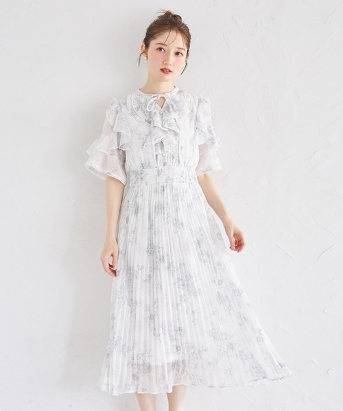 パール付きフリルワンピース keroponページ コットンレースダブル