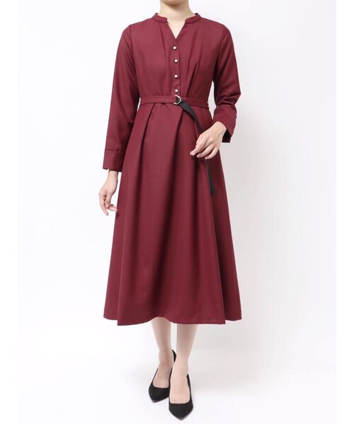 TONAL（トーナル）の「パールボタンフレアワンピース（ワンピース・レディース・ベージュ/ネイビー/ボルドー・MEDIUM）」の3枚目の写真