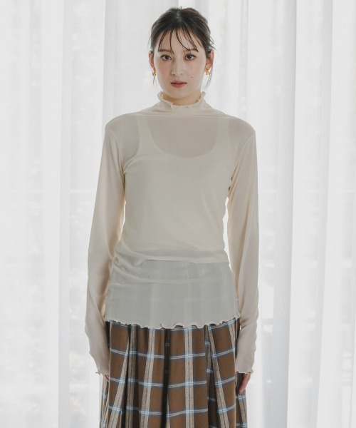 slattgir(スラットジール)の「高身長 シアーハイネックプルオーバー(トールサイズ)Essenave(Tシャツ/カットソー・レディース・ブラック/クリーム・TM/TL/TLL/T3L/T4L/T5L)」の19枚目の写真