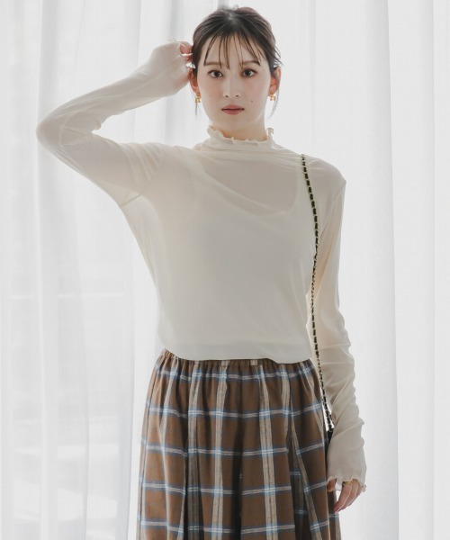 slattgir(スラットジール)の「高身長 シアーハイネックプルオーバー(トールサイズ)Essenave(Tシャツ/カットソー・レディース・ブラック/クリーム・TM/TL/TLL/T3L/T4L/T5L)」の9枚目の写真