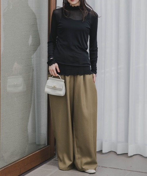 slattgir(スラットジール)の「高身長 シアーハイネックプルオーバー(トールサイズ)Essenave(Tシャツ/カットソー・レディース・ブラック/クリーム・TM/TL/TLL/T3L/T4L/T5L)」の14枚目の写真