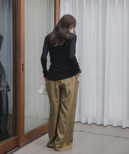 slattgir(スラットジール)の「高身長 シアーハイネックプルオーバー(トールサイズ)Essenave(Tシャツ/カットソー・レディース・ブラック/クリーム・TM/TL/TLL/T3L/T4L/T5L)」の15枚目の写真