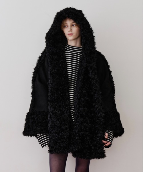 セール】ノーカラームートンライクボンディングコート（ノーカラー