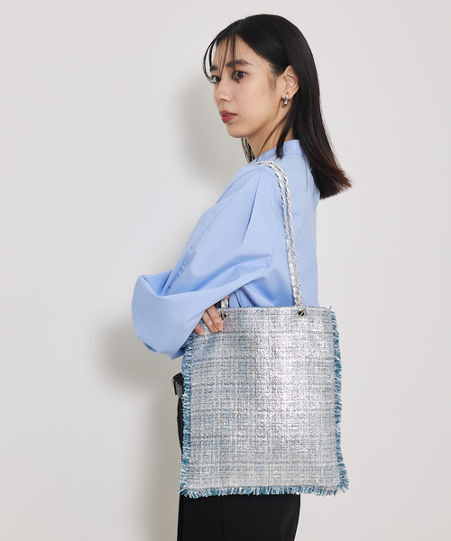 qualite（カリテ）の「【A４サイズ収納可能】ハクツイードバック（トートバッグ・レディース・シルバー・フリー）」の5枚目の写真