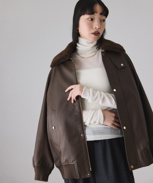 シンセティックレザーフライトジャケット（ブルゾン）｜ADAM ET