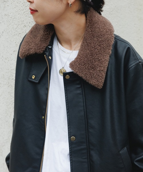 シンセティックレザーフライトジャケット（ブルゾン）｜ADAM ET