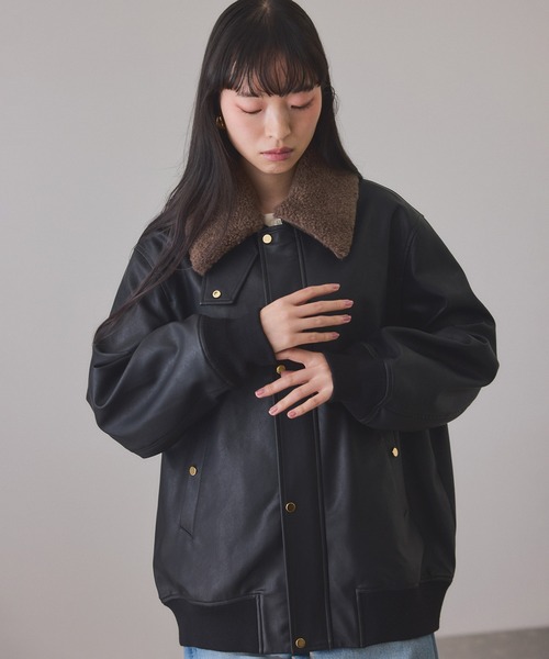 シンセティックレザーフライトジャケット（ブルゾン）｜ADAM ET ROPE