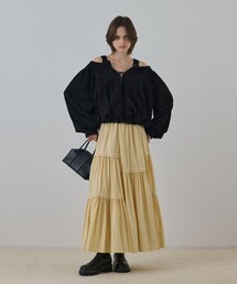 グレースコンチネンタル 24SS シアーフリルニットカーディガン 長袖 36 白