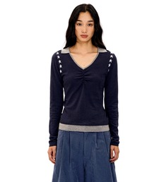 Moromoro2（モロモロ）の「Ｖネックユニフォームライクトップス PL0144【Moromoro2】【2025AW】（ポロシャツ）」