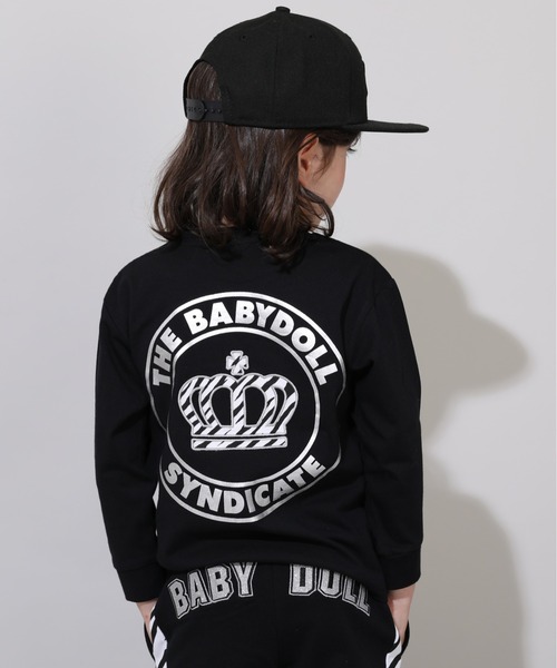 BABYDOLL(ベビードール)の「親子お揃い アニマルロゴワッペンロンT 0855K(Tシャツ/カットソー・キッズ・ブラック/ホワイト・90cm/100cm/110cm/120cm/130cm/140cm/150cm)」の1枚目の写真