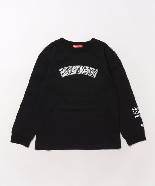 BABYDOLL(ベビードール)の「親子お揃い アニマルロゴワッペンロンT 0855K(Tシャツ/カットソー・キッズ・ブラック/ホワイト・90cm/100cm/110cm/120cm/130cm/140cm/150cm)」の8枚目の写真