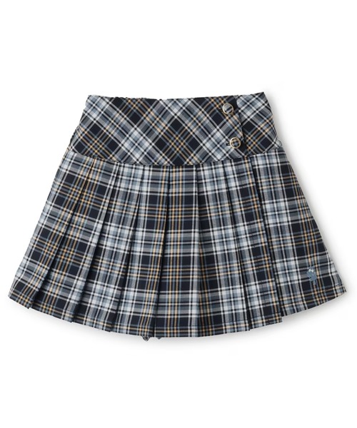KP（ケーピー）の「チェック　プリーツキュロットスカート（スカート・キッズ・ネイビー/チャコールグレー・160cm/120cm/130cm/140cm/150cm）」の2枚目の写真