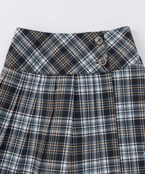 KP（ケーピー）の「チェック　プリーツキュロットスカート（スカート・キッズ・ネイビー/チャコールグレー・160cm/120cm/130cm/140cm/150cm）」の4枚目の写真