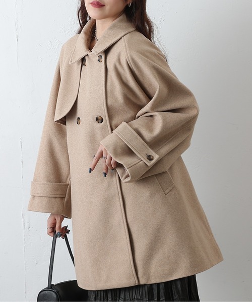 COLONY 2139（コロニートゥーワンスリーナイン）の「ラグランスリーブフレアコート（その他アウター・レディース・チャコールグレー/ベージュ/ブラウン/ブラック・FREE）」の4枚目の写真