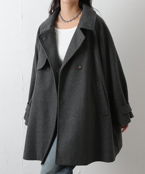 COLONY 2139（コロニートゥーワンスリーナイン）の「ラグランスリーブフレアコート（ステンカラーコート・レディース・チャコールグレー/ベージュ/ブラウン/ブラック・FREE）」の21枚目の写真