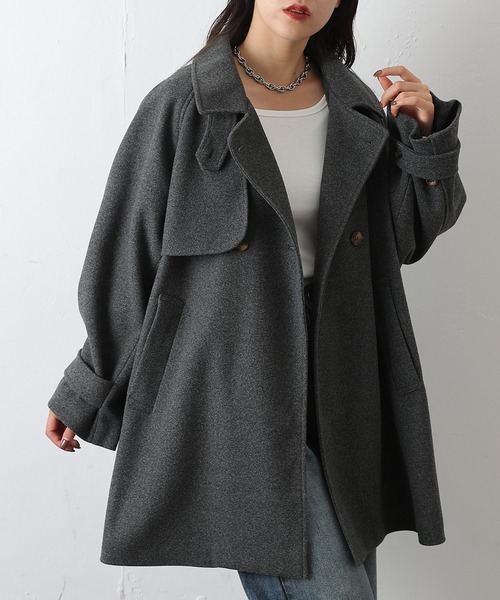 COLONY 2139（コロニートゥーワンスリーナイン）の「ラグランスリーブフレアコート（ステンカラーコート・レディース・チャコールグレー/ベージュ/ブラウン/ブラック・FREE）」の22枚目の写真