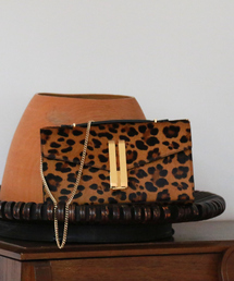 Rouge vif | 【DEMELLIER/デメリエー】VANCOUVER CLUTCH LE レオパード チェーンショルダーバッグ/クラッチバッグ(クラッチバッグ)
