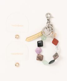 HASHIBAMI（ハシバミ）の「【HASHIBAMI】マルチ スクエア天然石 ハンドストラップ ギフト（ブレスレット）」