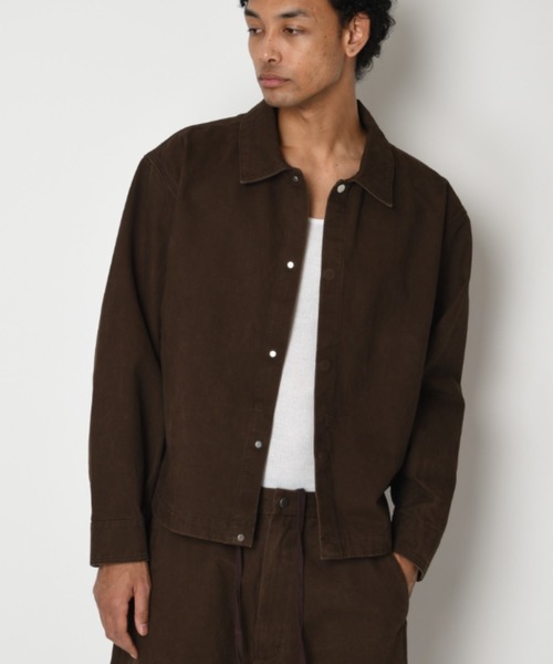 ピグメント加工＞ボタン シャツ ジャケット/Pigment dyed Twill Shirt