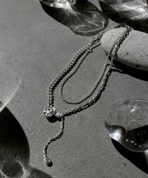 ローズ レイヤード ネックレス (2Set） / Rose layered necklace（2Set