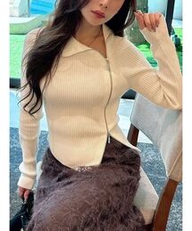 MERCURYDUO | 【WEB限定カラーあり】ハイツイストアシメZIPニット(ニット/セーター)