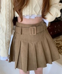 ベルト付き コーデュロイ フレアミニスカート