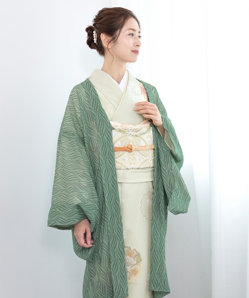 SOUBIEN(ソウビエン)の「選べる24種!大人可愛い透け感のあるレディース羽織(和装小物・レディース・ピンクベージュ/アイボリー/ベージュ/ライトグレー/ダルブルー系/ライトブルーグレー/グリーン系3/ライトブラウン/クリーム/パープル系/グレー系/杢グレー/パープル系1/ブルー系/ダルブルー系1/グレー系1/ライトピンク・FREE)」の10枚目の写真