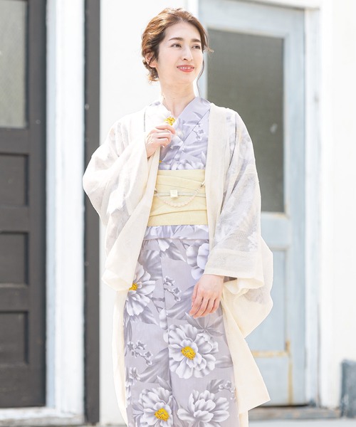 SOUBIEN(ソウビエン)の「選べる24種!大人可愛い透け感のあるレディース羽織(和装小物・レディース・ピンクベージュ/アイボリー/ベージュ/ライトグレー/ダルブルー系/ライトブルーグレー/グリーン系3/ライトブラウン/クリーム/パープル系/グレー系/杢グレー/パープル系1/ブルー系/ダルブルー系1/グレー系1/ライトピンク・FREE)」の9枚目の写真