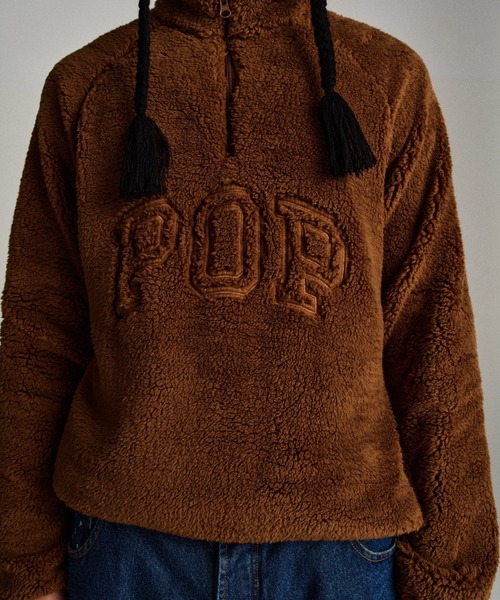 POP TRADING COMPANY（ポップトレーディングカンパニー）の「POP TRADING COMPANY/ポップトレーディングカンパニー/Pop Halfzip Polar Fleece Sweat Bison（スウェット・メンズ・ブラウン・L/M/XL）」の4枚目の写真