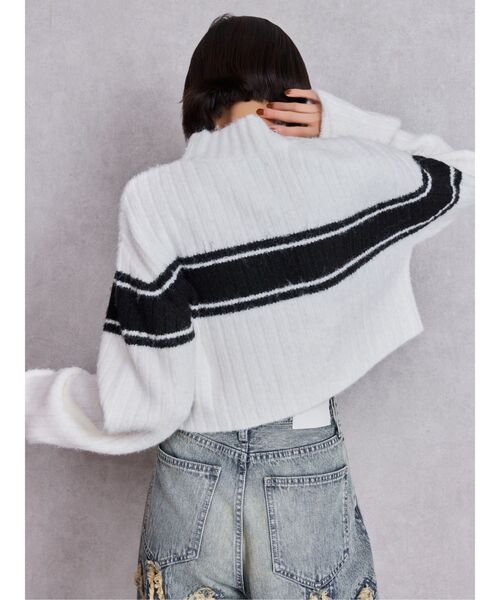 GYDA(ジェイダ)の「SymmetryGYDAリブニットトップス(ニット/セーター・レディース・ライトグレー/ブラック/オフホワイト・FREE)」の6枚目の写真