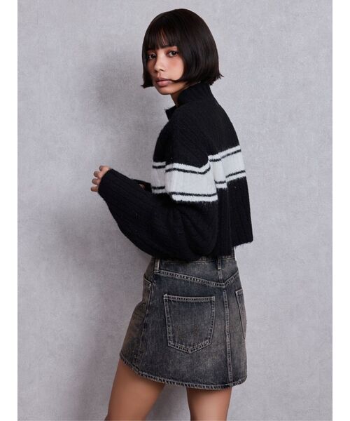 GYDA(ジェイダ)の「SymmetryGYDAリブニットトップス(ニット/セーター・レディース・ライトグレー/ブラック/オフホワイト・FREE)」の10枚目の写真