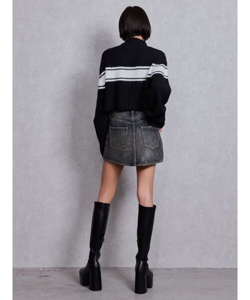 GYDA(ジェイダ)の「SymmetryGYDAリブニットトップス(ニット/セーター・レディース・ライトグレー/ブラック/オフホワイト・FREE)」の12枚目の写真